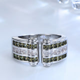 Olive and Clear Baguette CZ Open Ring