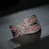 Pink Princess CZ Crisscross Channel Ring