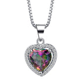 Rainbow Mystic Heart CZ Halo Jewelry Set