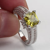 Yellow Princess-Cut CZ Wide Pavé Ring