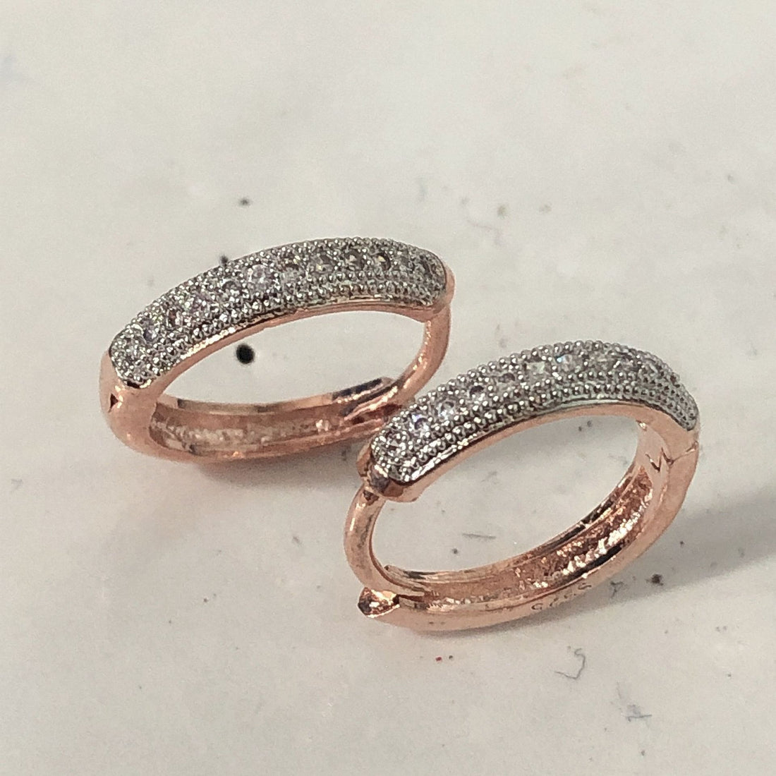 Pavé CZ Rose Gold Huggie Hoop Earrings