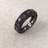 Purple Baguette CZ Black Eternity Band Ring