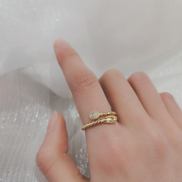 Snake Wrap CZ Dainty Open Ring