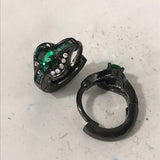 Emerald-Green Oval CZ Channel Bypass Ring