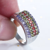 Multicolor CZ Five-Row Band Ring