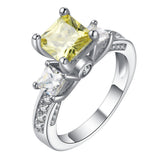Yellow Princess-Cut CZ Two-Stone Pavé Ring