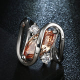 Champagne Marquise CZ Swirl Bypass Ring