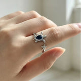 Blue CZ Turtle and Starfish Open Ring