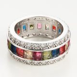 Rainbow Baguette CZ Channel Eternity Band