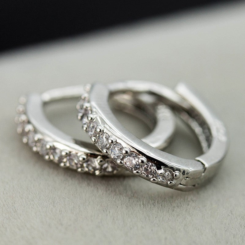 Pavé CZ Edge Huggie Hoop Earrings