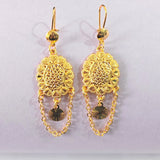 Sunflower Medallion Chain Drop Earrings