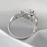 Round CZ Two-Tone Flower Side Ring