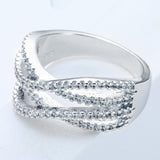 Pavé CZ Crisscross Multi-Row Band Ring