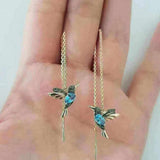 Red CZ Hummingbird Threader Earrings