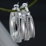 Beaded Edge Wide Oval Hoop Earrings