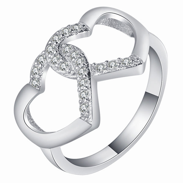 Interlocking Double Heart Pavé CZ Ring