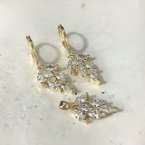 Gold Marquise CZ Cluster Drop Earrings