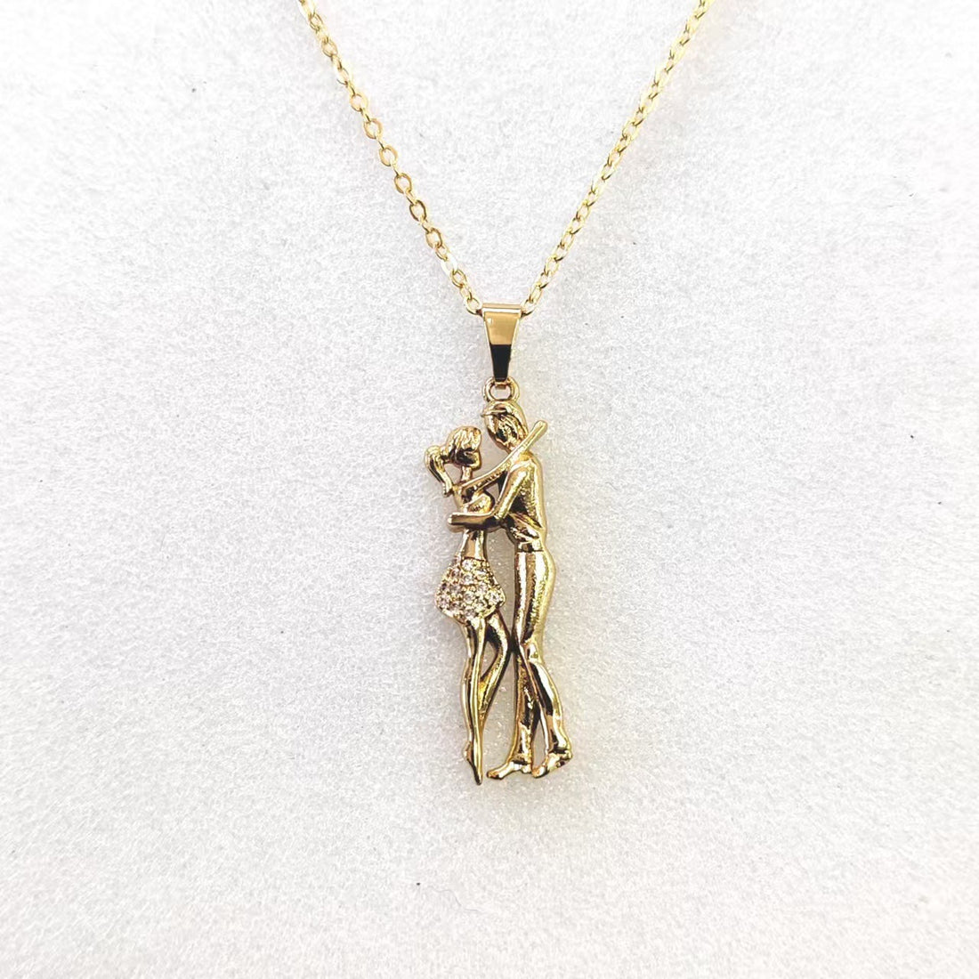 Embracing Couple Pendant Necklace