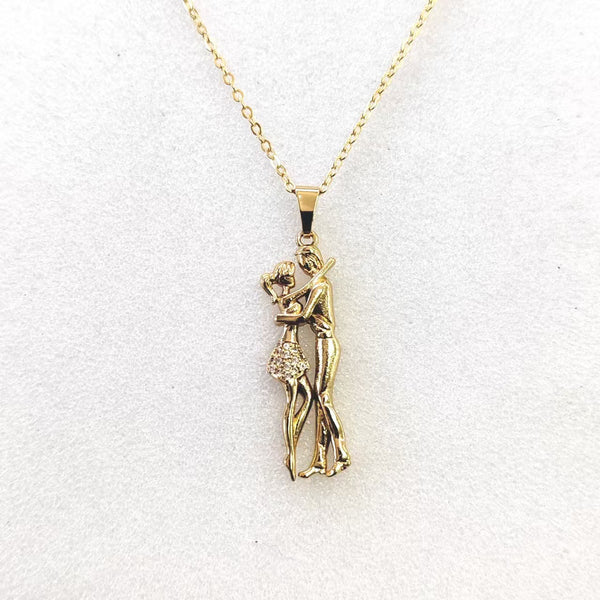 Embracing Couple Pendant Necklace