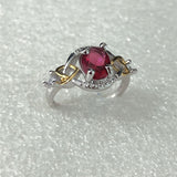 Ruby-Red Oval CZ Celtic Knot Ring