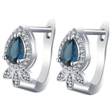 Sapphire-Blue Pear CZ Scroll Drop Jewelry Set