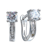 Clear Round CZ Solitaire Channel Leverback Earrings