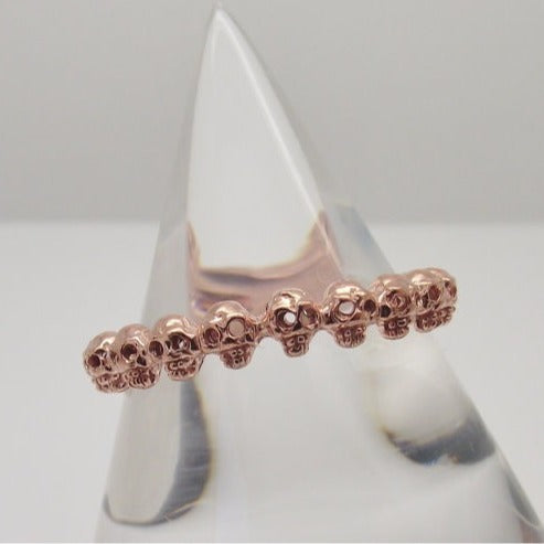 Rose Gold Tiny Skull Eternity Band Ring