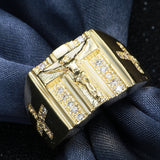 Crucifix and Cross CZ Men's Signet Ring