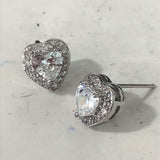 Aqua Heart CZ Halo Stud Earrings