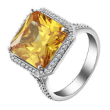 Yellow Cushion CZ Halo Statement Ring