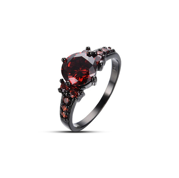 Ruby-Red CZ Black Vintage Ring