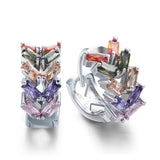 Multicolor Baguette CZ Chevron Huggie Earrings