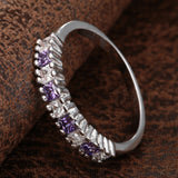 Purple and Clear CZ Half-Eternity Ring