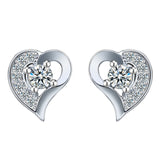 Open Heart Pavé CZ Solitaire Stud Earrings