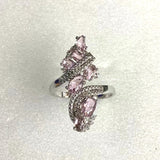 Pink Oval CZ Cascade Bypass Ring