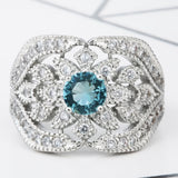 Aqua Round CZ Pavé Wave Wide Ring