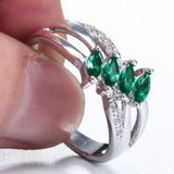Emerald-Green Marquise CZ Four-Stone Ring