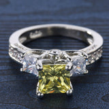 Yellow Princess-Cut CZ Two-Stone Pavé Ring