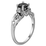 Black CZ Skull Gallery Solitaire Ring