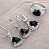 Black Trillion CZ Halo Jewelry Set