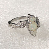 Opal-Look Three-Stone Braided Band Ring