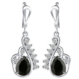 Black Pear CZ Feather Swirl Jewelry Set