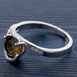 Champagne Oval CZ Two-Tone Swirl Ring