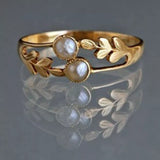 Gold Leaf Vine Pearl-Look Double Ring