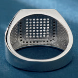 Black-Accent Pavé CZ Square Signet Ring