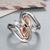 Champagne Marquise CZ Swirl Bypass Ring