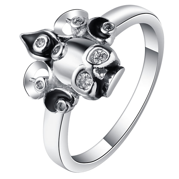 Black Enamel Bubble Cluster CZ Ring