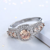 Champagne Round CZ Halo Graduated Ring