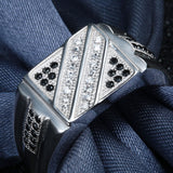 Black-Accent Pavé CZ Diagonal Men's Ring