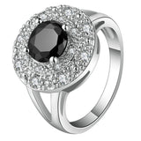 Black Round CZ Disc Halo Jewelry Set